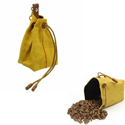 Image of Kisbeibi Dog Treat Bag, Hands Free Pouch, Training Pouch With Keychain Drawstring Pouch(Yellow)