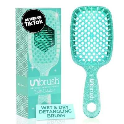 Image of FHI HEAT UNbrush Wet &amp; Dry Vented Detangling Hair Brush, Turquoise Green