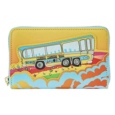 Image of LOUNGEFLY The Beatles Magical Mystery Tour Bus Zip Around Wallet, Multi, Wallet