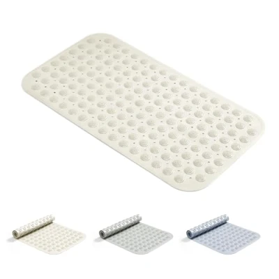 Image of Good Nite Long Bath Mat Non Slip Shower Extra Large Suction Cups for Secure Bathing Anti Mould,Machine Washable Soft Thickened Rubber Backing 70x38cm Beige