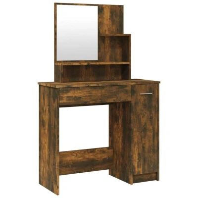 Image of vidaXL Dressing Table with Mirror Smoked Oak 86.5x35x136 cm