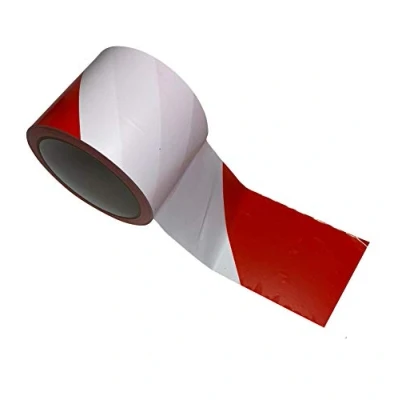 Image of Barrier Tape, Hazard Red and White Construction Danger Do Not Cross, Warning Cordon Non Adhesive 75mm x 100m
