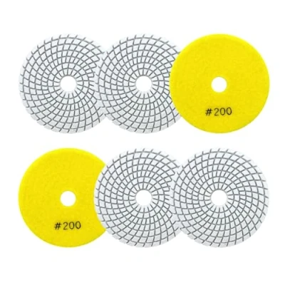 Image of Wet Diamond Polishing Pads 4&quot;/100mm 6pcs Grit 200 Polish Pad Kit for Granite Marble Artificial Stone Quartz Angle Grinder SANLEETEK