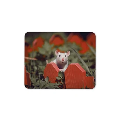 Image of Adorable White Rat Mouse Mat Pad Mice Animal Fun Gift PC Computer #8778
