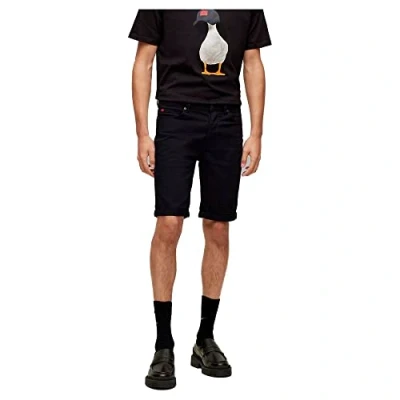 Image of HUGO Mens 634/S Tapered fit Shorts in Stay Black Comfort Stretch Denim