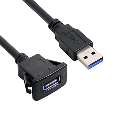 Image of Cablecc 1m Waterproof USB 3.0 Extension Latch Mount Car AUX Cable for Dashboard Panel (Single 3.0)