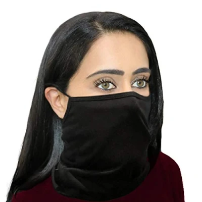 Image of Step Ahead ® 3 Pack Triple Layer Cotton Snood Black Face Covering (Pack of 3)