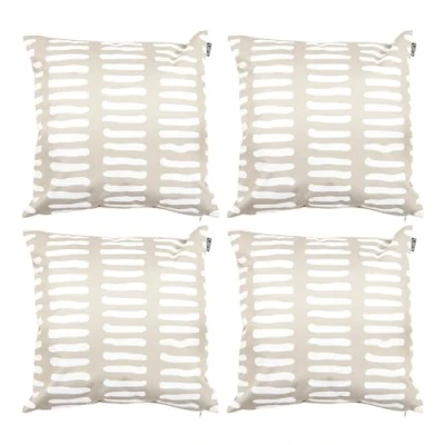 Image of icon Outdoor Cushions Filled, Graphic Collection, Stone, Set of 4, 43cm x 43cm, Water Resistant, Beige for Garden Furniture, Garden, Patio
