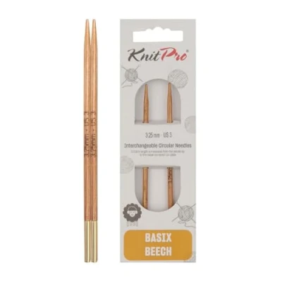 Image of KnitPro KP35632 Basix Birch: Circular Knitting Pins: Interchangeable: Normal: 11.6cm x 3.25mm, Birchwood, Multi Colour, 3.25mm