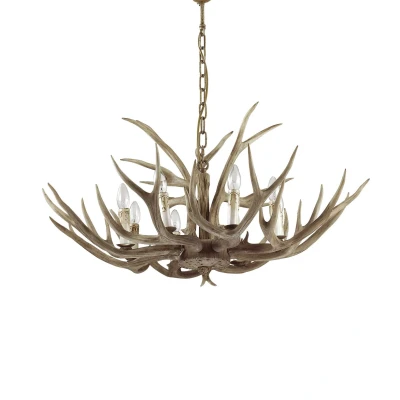 Image of Chalet 8 Light Pendant Chandelier Brown, E14