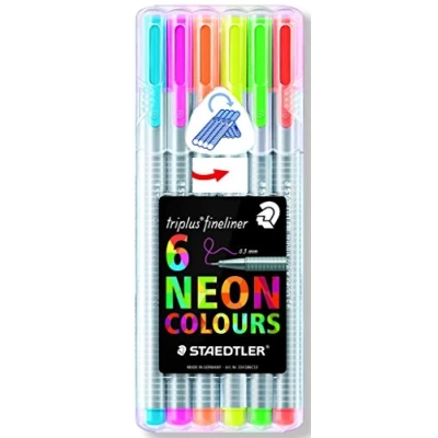 Image of Staedtler Triplus Fineliner Pens 6/Package Neon, Acrylic, Multicolour, 0.75x2.5x6.75 cm