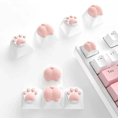 Image of MAMBASNAKE Cute Custom Keycap, Cat Paws and Butts Mechanical Keyboard keycaps, PBT Silicone Keycaps with Cherry Gateron MX Switches,Pink for 60% 65% 70% 100% (8 + Keycap Puller)