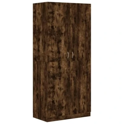 Image of vidaXL Wardrobe, Spacious Storage Solution, 90x50x200 cm, Modern Scandinavian Style, Smoked Oak Finish, Sturdy Engineered Wood