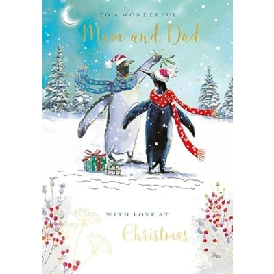 Image of The Wildlife Mum &amp; Dad Penguin Pals Artistic Christmas Greeting Card X16001M