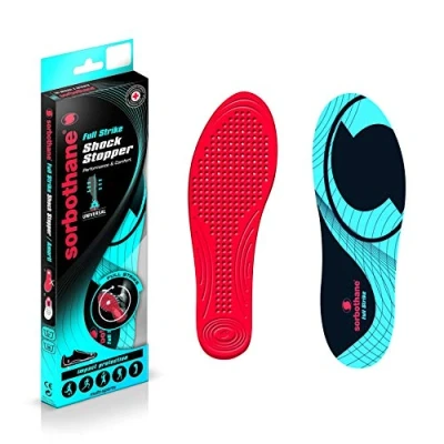 Image of Sorbothane Full Strike Insole, Red / Grey, Size 35 36, Viscoelastic, Shock Absorption, CoolMax Moisture Wicking Technology, Ventilated, Ideal for Tight Fitting Shoes, Replaces Existing Insoles