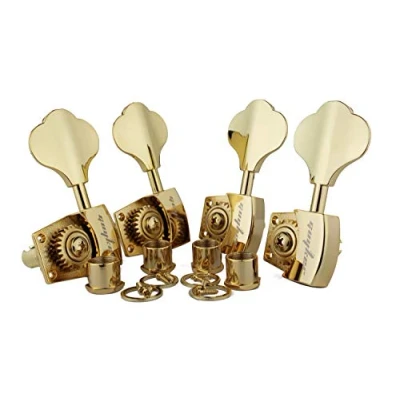 Image of Guyker Bass Tuners (4 for Left) 1:26 Ratio Open Gear Tuning Key Pegs Machine Head Replacement Electric Jazz Guitar or Precision Instruments Gold