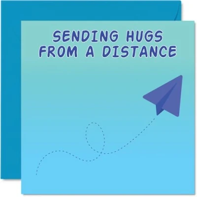 Image of Long Distance Birthday Cards for Men Women Paper Airplane Hugs Happy Card Mum Dad Brother Sister Auntie Uncle Friend 145mm x Bday Greeting