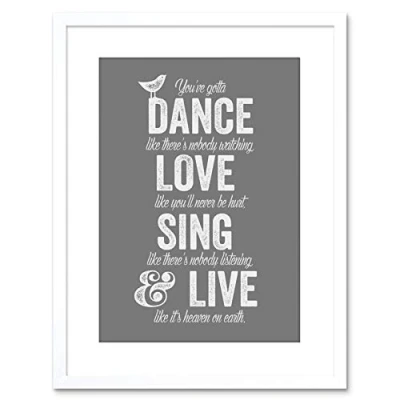 Image of Wee Blue Coo Quote Dance Love Sing Live Framed Wall Art Print