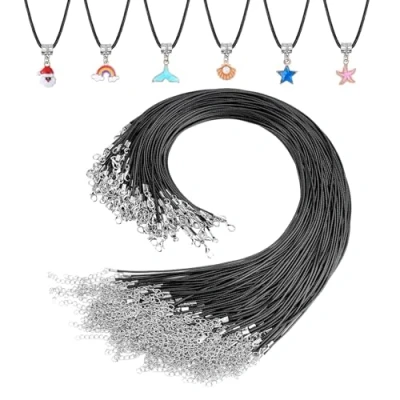 Image of 10 Pcs Waxed Necklace Cord,Adjustable Cords String,1.5mm Cord with Lobster Clasp for Christmas Necklaces DIY Bracelet Jewellery Making(Black)