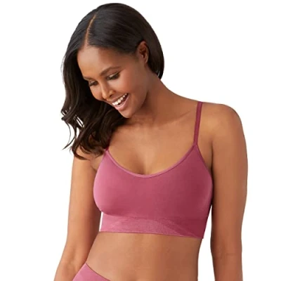 Image of Wacoal Women&#039;s B Smooth Skinny Strap Bralette Bra, Rose Wine, XXL