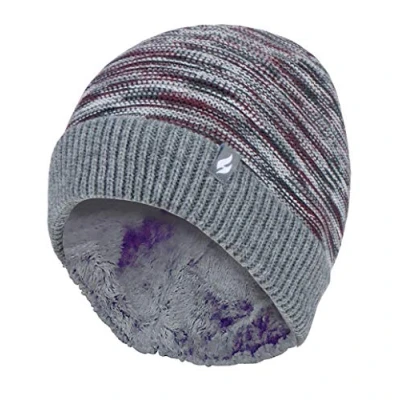 Image of HEAT HOLDERS Mens Garter Knitted Thermal Fleece Lined Beanie Hat with Winter (One Size, Grey)