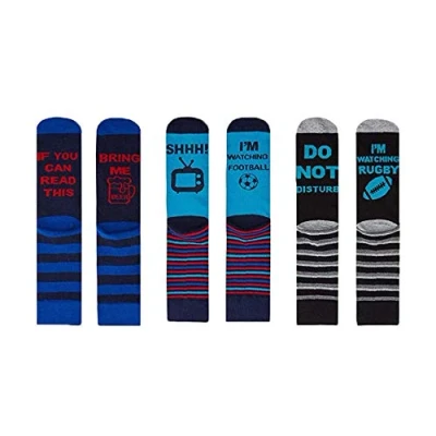 Image of undercover lingerie 3 Pairs Mens Novelty Slogan Socks 40B541 Football/Rugby/Beer