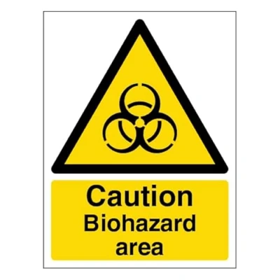 Image of V Safety Caution Biohazard Area Portrait 300 x 400mm 2mm Rigid Plastic Sign