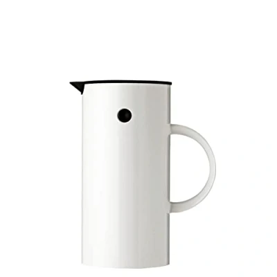 Image of Stelton EM77 Vacuum Jug Double Wall Insulated Pitcher for Hot or Cold Drinks Tea &amp; Coffee Server Pot with Glass Insert, Magnetized Rocker Stopper, Screw Cap, Nostalgic Design (White, 0.5 litres)