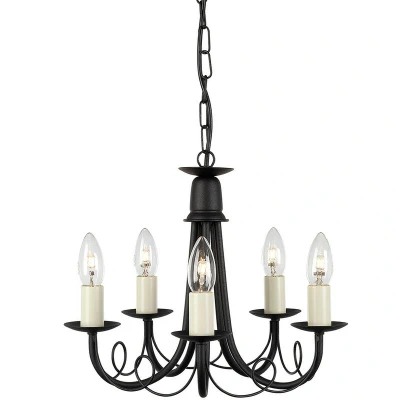 Image of Minster 5 Light Chandelier Black Finish, E14
