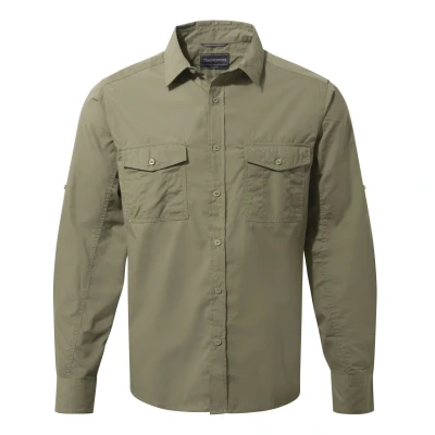Image of Craghoppers Mens Kiwi Long Sleeved Shirt (Pebble Grey) Size 2XL