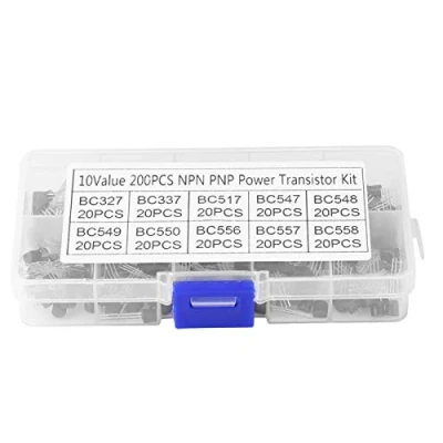 Image of Transistor Three Pin Assortment Transistors Germanium DIY Kit 200pcs 10 Values NPN PNP TO 92 BC327 BC558 for Electronic Professionals Enthusiasts