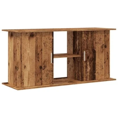Image of vidaXL Aquarium Stand Fish Tank Cabinet Old Wood Engineered, 3 Tiers, 121 x 41 58 cm, Brown Display Storage Solution