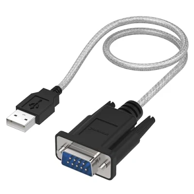 Image of SABRENT USB Serial Cable, to RS232 DB9 Converter compatible with routers, switches, CNC machines, PLCs, printers, surveillance cameras, barcode scanners, ECG machines etc. (SBT USC1K)
