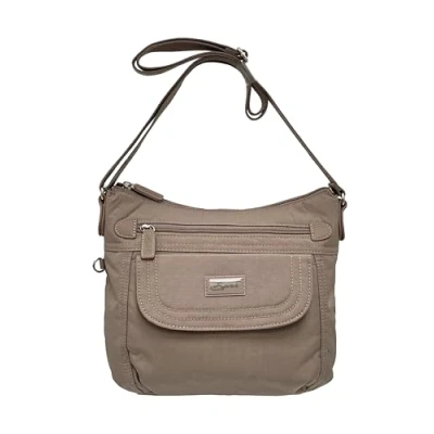 Image of Spirit Nylon Showerproof Crossbody Bag Unisex Lightweight Travel with Multiple Pockets and Adjustable Strap Mink