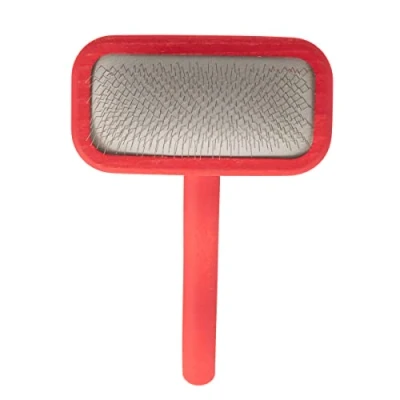 Image of Chris Christensen Dog Brush, Mark II Small Slicker Groom Like a Professional, Stainless Steel Pins, Lightweight Beech Wood Body, Ground and Polished Tips, Red