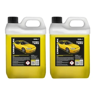 Image of CARSHARK Wash and Wax Car Shampoo 2 x 2.5 Litres, Cleans Dirt Grime, Leaves Protective Shine