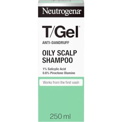 Image of Neutrogena T/Gel Anti Dandruff Shampoo for Oily Scalp and Hair (1x 250ml), Daily with Salicylic Acid, Cleansing to Remove Excess Oils Fight from First Wash
