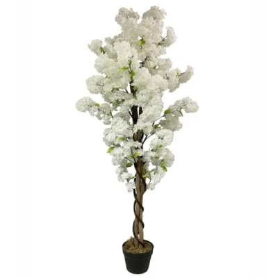 Image of Leaf Design UK Realistic Artificial Flower Plant Tree, White, 150cm