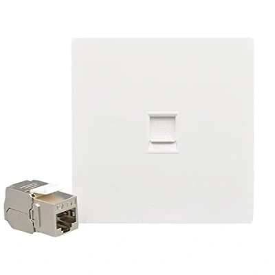 Image of 1 Port CAT8 CAT7 RJ45 86 Type Wall Panel CAT.7 LAN Faceplate CAT.8 Network Socket Ethernet Cable Net Plug Shield (CAT 7)