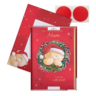 Image of Hallmark Boxed Christmas Card for Mum Cute Forever Friends Bear in Wreath Design, 25575215, Multicoloured