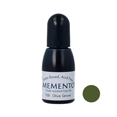 Image of Tsukineko Inker Stamp Ink 15 ml Green, Olive Grove Accessories Reinker for Memento Pads, 15ml