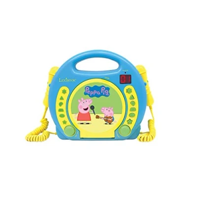 Image of Lexibook Peppa Pig Georges CD player for kids with 2 toy microphones, headphones jack, blue, RCDK100PP