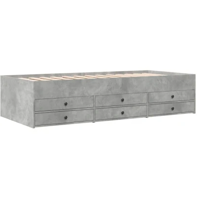 Image of vidaXL Daybed with Drawers without Mattress Concrete Grey 100x200 cm