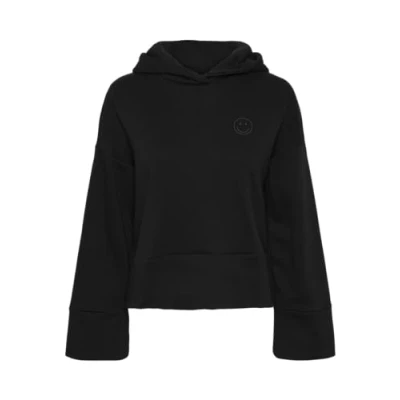 Image of PIECES Women&#039;s Pcmakenna Ls Hoodie Sweatshirt, Black/Print: Smiley, S