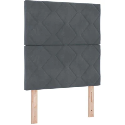 Image of Led Headboard Diamond Blocks Design Dark Grey 80 cm Velvet Vidaxl