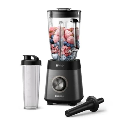 Image of Philips 5000 Series Blender 1200W Motor. ProBlend Plus Technology. Dishwasher Safe Parts. Automated cleaning. 2L Capacity. Black (HR3041/00)