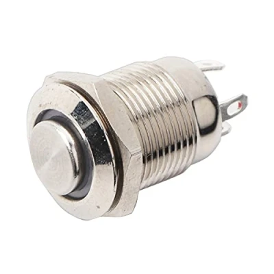 Image of car led Power Push Button Switch, Keenso 12mm Auto 1NO Waterproof Metal Momentary Circle switch 4 Pin(Red) buzzer