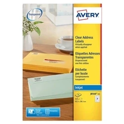 Image of Avery Clear Address Labels 21/Sheet 63.5x38.1mm J8560 25 [525 Labels]