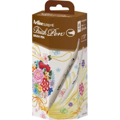 Image of Artline Supreme Brush Pens (Pack of 48 Colours + 1 Blender Pen). Water based Felt Tip Pens, Colouring for Adults or Students. Art Set &amp; Drawing Genuine Supplies