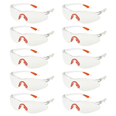 Image of YAAVAAW 10 Pack Clear Safety Glasses,Safety Protection Glasses Eyewear With Plastic Lenses/Featuring Rubber Nose/Ear Grips,Safety Specs for Kids Nerf Gun Battles&amp;Laboratory Work Goggles